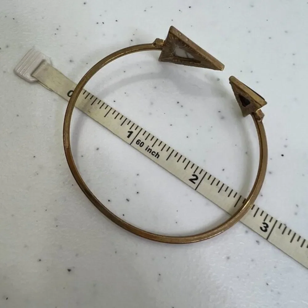 Minimalist Bracelet Stone Geometric Cuff Marble Black‎ White Gold Tone Arrow